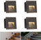 ERWEY 4x LED Éclairage d'escalier 3000K 3W Blanc chaud LED Applique murale encastrée Éclairage d'escalier pour l'intérieur, noir