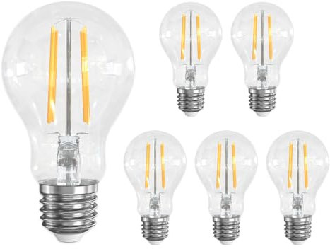 LUTW Ampoule E27 Vintage Blanc Chaud 2700K, Ampoule LED Filament E27 A60 6W, Équivalent 60W, 690LM Transparent Edison Ampoule Vintage, Non Dimmable, Lot de 6