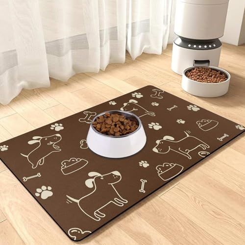 Napfunterlage Hund Rutschfest Futtermatte: Braun 30x50 cm Saugfähig Unterlage Hundenapf, Schnelltrocknend Leicht Reinigen für Haustiere Katzen Hunde