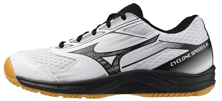 Mizuno Cyclone Speed 5 Junior Volleyball Shoe | Youth Volleyball Footwear | White-Black | US Youth 5