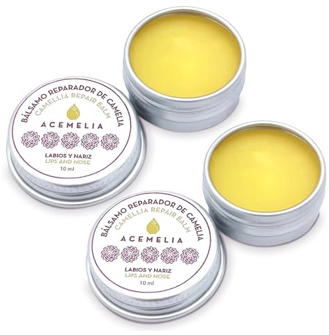 ACEMELIA | Pack de 2 Bálsamos Labiales Reparadores 2 x 10 ml | Nariz y Labios | Reparación e Hidratación Intensa para Labios Secos y Agrietados | Protección Contra el Frío y el Viento | Vegano