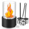 Yizhet Chimenea de Mesa de Bioetanol, Llama Regulable y Cilindro de Vidrio, Piedras Decorativas, 2 x Recipiente de Combustión, Portatil para Interior y Exterior, Salón, Balcón, Jardín