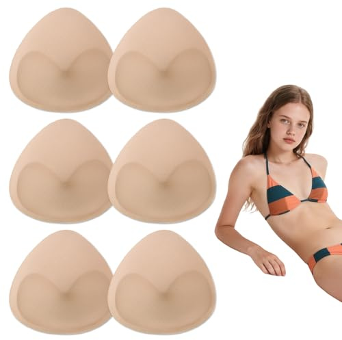 Inserti per reggiseno triangolare traspiranti in nylon, 3 paia, colore pelle, supporto naturale, sostituzione coppe morbide