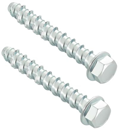 MejaRizon Viti per calcestruzzo M10 x 80, 20 pezzi, viti per calcestruzzo senza tasselli, testa esagonale zincate con disco per muratura, cemento, architettura, industria