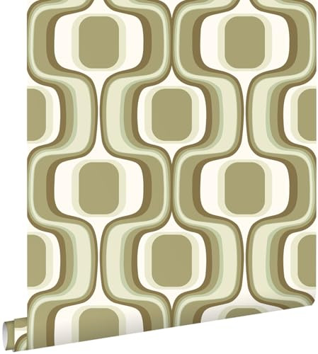 papier peint ornements au style rétro vert 50 x 900 cm - ESTAhome