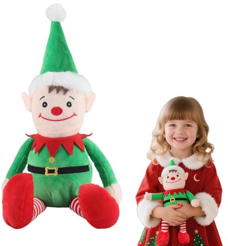 SingingWang Peluche Navidad Muñeco, Peluche Reno Elfo Nieve Navideño, Figuras Navideños, Muñecos de Navidad, Decoración (Elfo)