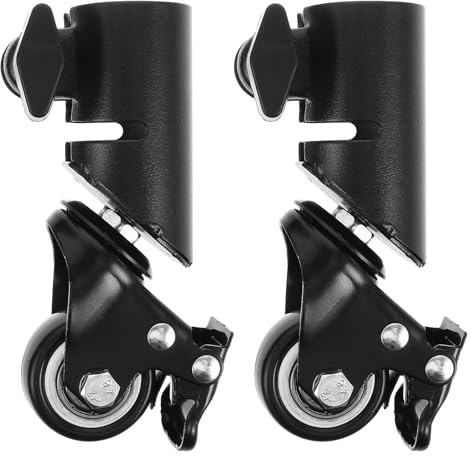 Mikikit Speaker Tripod Stand Swivel Caster Wheels 35mm Tube Rubber Replacement Mute Casters for Audio Equipment Mobility 2pcs for Home and Studio Use
