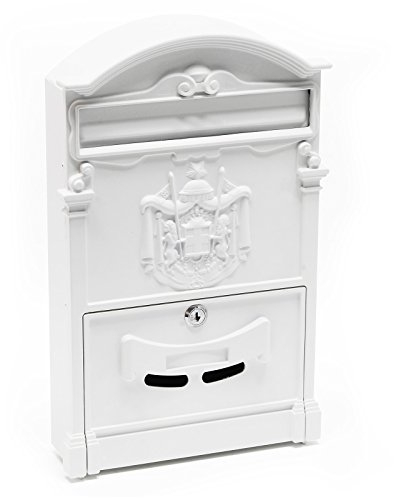Wiltec Cassetta postale classica con stemma colore bianco 260 x 90 x 400 mm