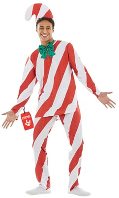 Fun Shack Disfraz Bastones Caramelo Hombre, Traje Navidad, Disfraces para Carnaval y Halloween, M
