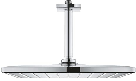GROHE Rainshower 310 Mono Cube Head Shower Set, 310mm Ceiling-Mounted Shower Head with 142mm Shower Arm, Chrome Finish, Square Shape 26565000
