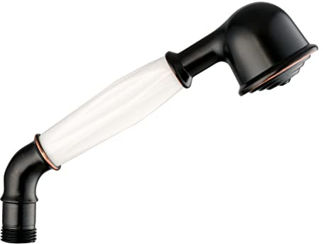 PaulGurkes Retro Nostalgie Handbrause schwarz Duschkopf vintage Dusche weißer Kunststoffgriff Landhausstil Brausekopf