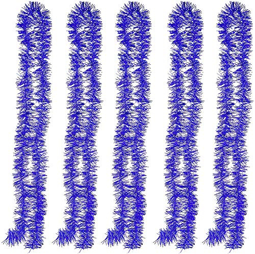 POFET 5 Stück Weihnachten Lametta Girlande, 2M Lametta Glänzend Girlande,Weihnachtsbaum Dekoration Girlande,Festliches Weihnachten Lamettaa