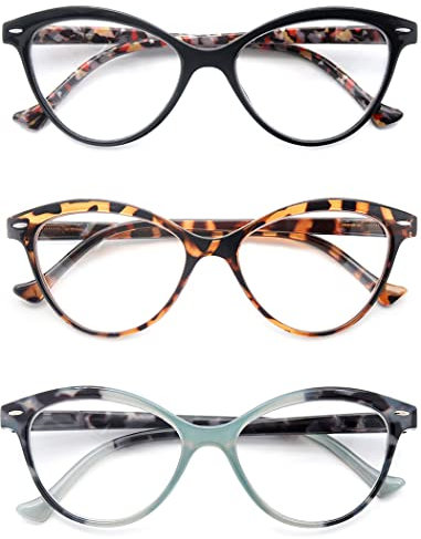 MODFANS Un Pack de 3 Gafas de Lectura para Mujeres - Lente Clara,Vision Clara - Moda Practicas Ligeras Comodas,Colores Mezclados