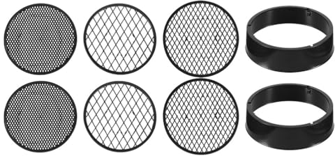 Angoily Garden Sieve, Soil Sieve Set, Plastic Round Mesh Sifting Pan with Three Interchangeable Soil Sifter with Varying Mesh Sizes (11.20X11.20X3.00cm/4.40X4.40X1.18inch)