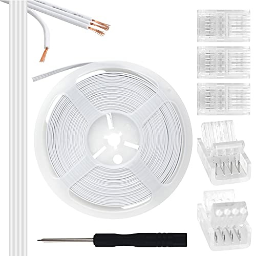 Aroidful LED Verlängerungskabel 10M 22AWG 4 Polig 10 mm Verbindungskabel | inkl. 5 lötfreie SMD Kristallverbinder 4-poliger 10mm Stecker für ein- und zweiseitige platierte LED Streifen