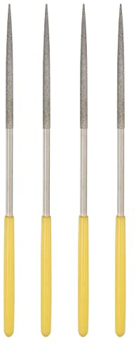sourcing map 4pcs Diamant Aiguille Fichiers 3mm x 140mm Rond Catégorie File | Poignées Main Instrument pour Métal Bois Pierre Marbre
