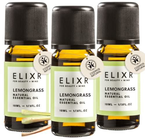 ELIXR – Zitronengrasöl zur Raumbeduftung, für Aromatherapie & als Massageöl – 100% naturreines ätherisches Öl aus Zitronengras – zertifizierte Naturkosmetik aus Deutschland (3x 10ml)