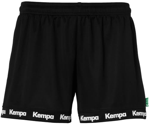 Kempa Wave 26 Shorts Damen Damen Mädchen Kurze Hose Handball Fitness Gym Shorts – Kurze Sporthose mit Kordelzugbund – Damenschnitt, Schwarz, S