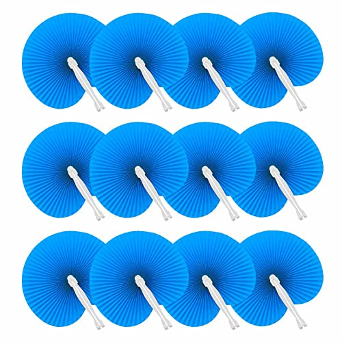 Deliex delicias de Extremadura. Pai pai azules de plástico y papel. Abanicos pai pai plegables- Detalles de bodas y ceremonias, regalos para fiestas de verano, cumpleaños (50)