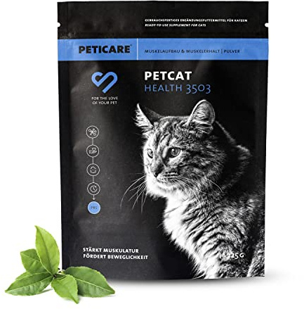 Peticare Muskelaufbau Muskelerhalt Pulver für Katzen | Mit essenziellen Aminosäuren, Kollagen | stärkt Muskeln, entlastet Gelenke | Hohe Akzeptanz | natürliches Ergänzungsfutter - petCat Health 3503
