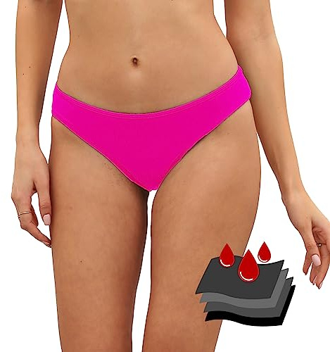 Leoparts Period Swimwear Menstrual Leakproof Bikini Bottoms Low Rise Swimuit Bottom Briefs for Girls, Teens, Women, Rose Red 852, XS
