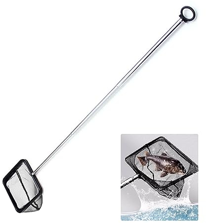 Jortmrd Rete da Pesca per Acquario, Retino da Pesca Allungabile con Manico in Acciaio Inox, 316-545 mm Estensibile Retino Pesci Rossi, Antistrappo Guadino in Nylon per Acquario Laghetti Laghi,Nero