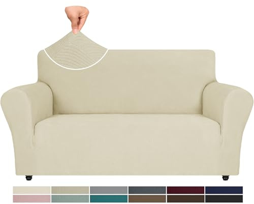 Ystyle Stretchigt Sofföverdrag med armstöd 2-Sits, Elastiskt Pet Soff Cover Töjbart överdrag, Avtagbar Halkskydd Fåtöljöverdrag Möbel Maskintvättbar, Sofföverkast För Soffa Fåtölj, Beige