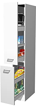 Flex-Well Smart Möbel Apothekerschrank Küche 30 cm breit – Weiß Witus – Schmaler Vorratsschrank mit Auszug für Küchenzeile