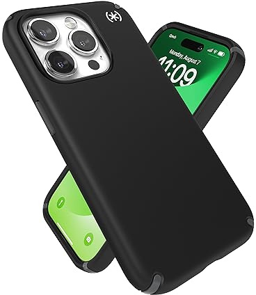 Speck iPhone 15 Pro Hülle - Fallschutz - Kratzfest, Soft Touch, 6,1 Zoll Handyhülle - Presidio2 Pro Schwarz/Schiefergrau/Weiß