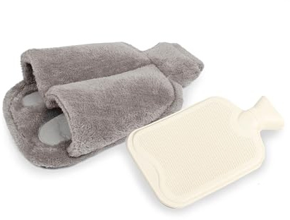 Vital Comfort Fußwärmer mit Wärmflasche – Kuscheliger grauer Fußsack für warme Füße, ideal für kalte Tage, mit integrierter Wärmflasche, perfekt für Zuhause, Büro und gegen kalte Füße