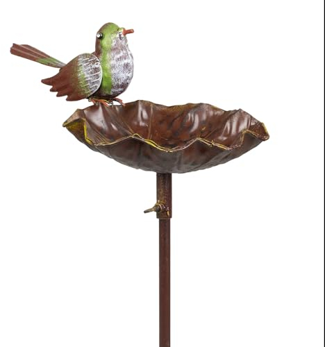 Moritz Vogeltränke Garten grüner Vogel 17 x 28 x 118 cm für Draußen Gartendeko Gartenfigur Tierfigur Deko