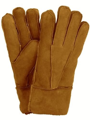 Harrys-Collection Damen Herren Handschuh aus Echtem Lammfell, Farben:Haselnuss, Handschuhgröße:M