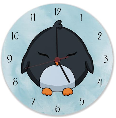speecheese Pinguin Kinder Wanduhr Schöne Uhr für das Kinderzimmer mit Tiermotiv als Kinderuhr oder niedliche Deko im Schlafzimmer von Kindern