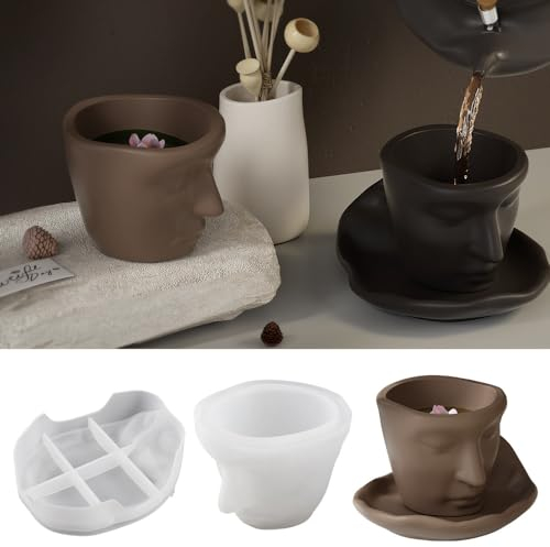 Finyoffiy Face Tasse Silikonformen Kuss Kaffeetasse Epoxidharz Gießform Silikonform Becher Resin Form 3D Kreativer Saft Wasserbecher für DIY Epoxidharzform Heimdekoration (Kiss)
