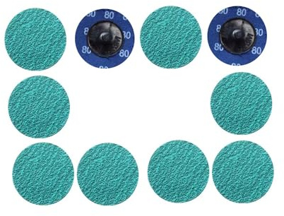 MiJunHD Dischi abrasivi in zirconia, 75 mm, 10 pezzi, grana 80, a cambio rapido, per finitura superficiale, lucidatura e rimozione della vernice