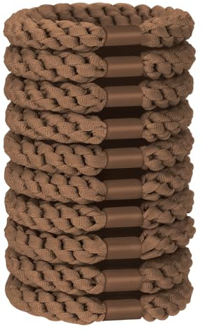 JessLab Gomas para el Cabello, 10 Piezas Suaves Sin Daño Elásticas para Cola de Caballo Accesorio de Diadema para Mujeres y Niñas, Marrón
