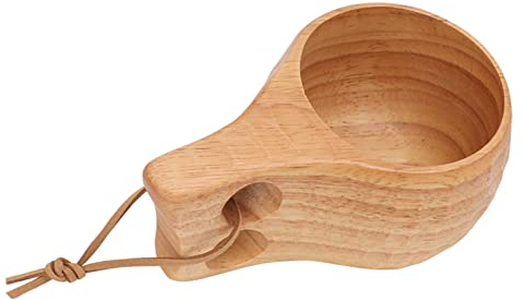 Finnische Tasse aus Holz für Paare, Kaffeetassen in Nordischer Form, Handliche Tasse aus Holz, Camp-Tasse, Coole Küchenhelfer, Kaffeetasse mit Griff aus Akazienholz, Seilhaken, Utensilienablage für Pa