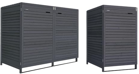 Lukadria Mülltonnenbox 240L Adria24 Mülltonnenverkleidung Mülltonnecontainer Holz imprägniert in anthrazit (3 Tonnen)