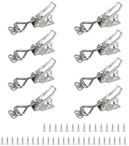 EXLECO 8Pcs Loquet à Bascule Acier Inox Loquet de Serrage Fermeture Capot Fermeture a Levier Capacité de Rétention 100kg 220lbs Menuisier Sauterelles Bascule Pince Réglable pour Armoire Porte