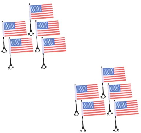 Happyyami 10sets American Flag Safety Flag Handlebar Pole of Lightweight for Outdoor Visibility and Safety Accessories