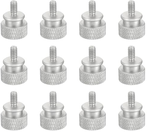 sourcing map Rändelschraube UNC6-32 x 6,5 mm, Computergehäuse, Gewindeschrauben, Aluminiumlegierung, für PC-Gehäuse, Zementweiß, 12 Stück
