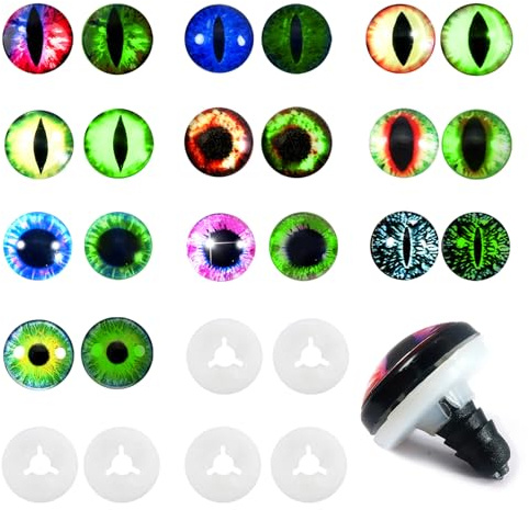 TOAOB 20pcs 16mm Safety Eyes Doll Glow in the Dark Dragon Eyes with Washers | Crafting Crochet, Plush Stuffed Animals, Craft Eyes
