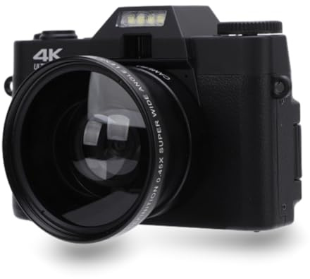 Cámara Digital, Cámara de Vídeo 4K de 60 FPS 56 MP con Rotación de 270°, Pantalla Táctil IPS de 3 Pulgadas, Zoom Digital 16X, Tarjeta de Memoria 32G Incorporada, Cámara Web
