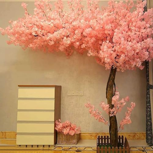 Arbre de Fleurs de Cerisier Artificiel, décor de Fleurs de Cerisier, Fausses Plantes de Fleurs de Cerisier, Arbre Sakura, Cerisier pleureur, Plante Artificielle avec tiges de Bois véritable(1.8x1.5m)