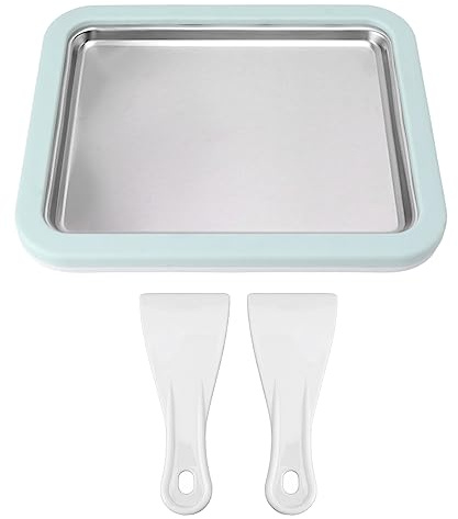 Máquina de helado de acero inoxidable plato de pan frío instantáneo con 2 espátulas para hacer helado casero yogur granizado