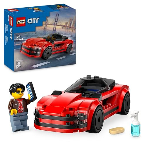 LEGO City Red Sports Car Toy - Race Car Toys for 5+ Year Old Boys & Girls - Educational Gifts for Birthdays & Holidays - Includes a Driver Minifigure & Accessories - 60448