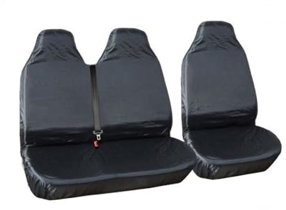 Générique Housses de Protection de Siège Universelles Noir pour Les Utilitaires Couvre-Sièges Avant 2 + 1 en Tissu de Haute Densité Résistant 100% Imperméable Fourgon Camionnette Minibus