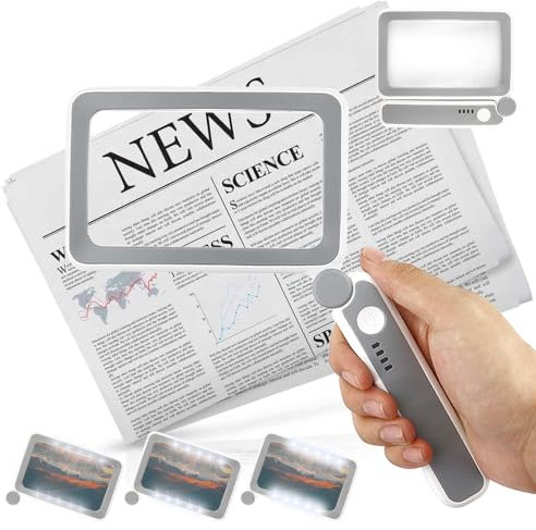 NICEWAT 4X Lupe mit Licht, Klappbar Leselupe für Senioren Groß, Handlupe mit 10 LED Lichter und 3 Dimmmodi, Vergrößerungsglas zum Lesen, Lesehilfe für Senioren, Sehschwäche, Arbeit