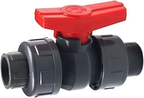 Double Ball Valve, Ball Valve,Water Switch, PVC Union Valve Connector, 20/25/32/40/50mm Aquarium Fish Agriculture Garden Adapter Water Pipe Fittings, 1pcs(50mm)