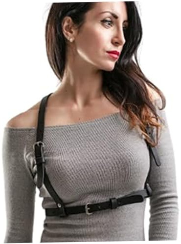 NIDONE Leather Harness, Adjustable Chest Harness Women Fashion Punk Style Black Body for Women, Goth Belt for Party Dating,Chest Fashion